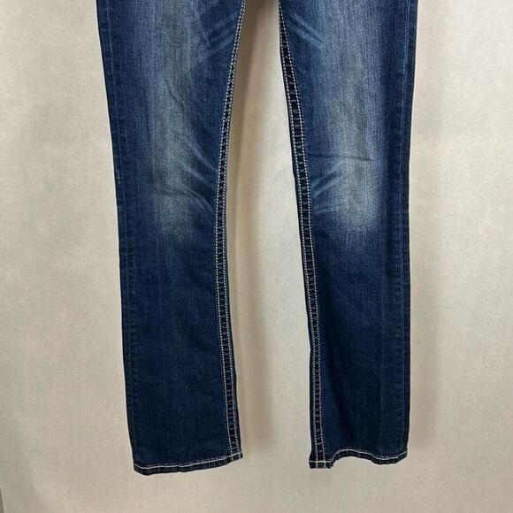 Miss Me Mid-Rise Slim Boot Cut Jeans Sz 27 Denim 33" Inseam Western Cowgirl - Picture 3 of 11